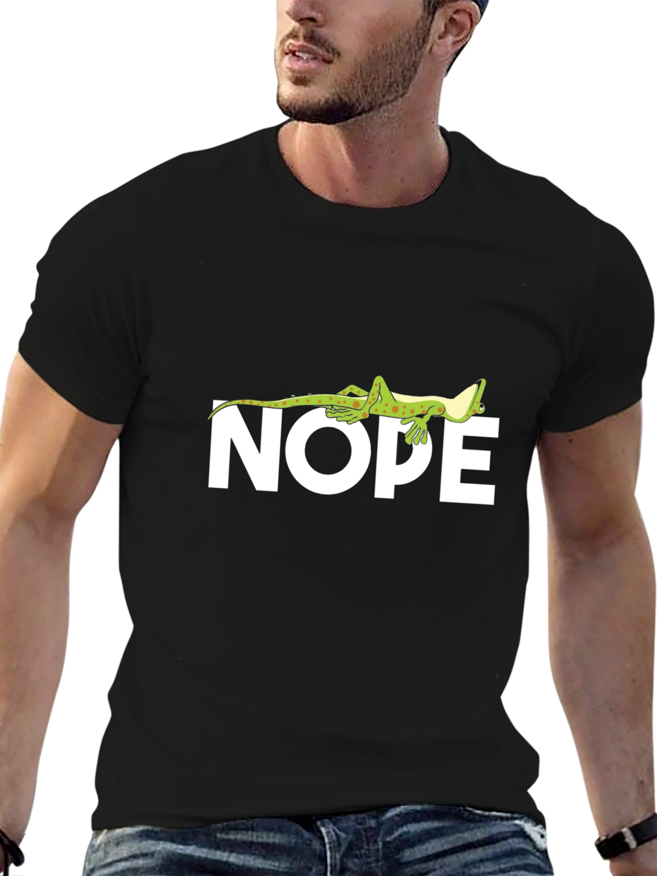 Nope Lizard T-Shirt - Comfy Black Tee