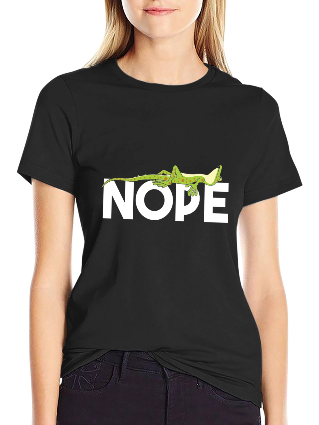 Nope Lizard T-Shirt - Comfy Black Tee