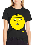 Funky Yellow Face Graphic Black T-Shirt