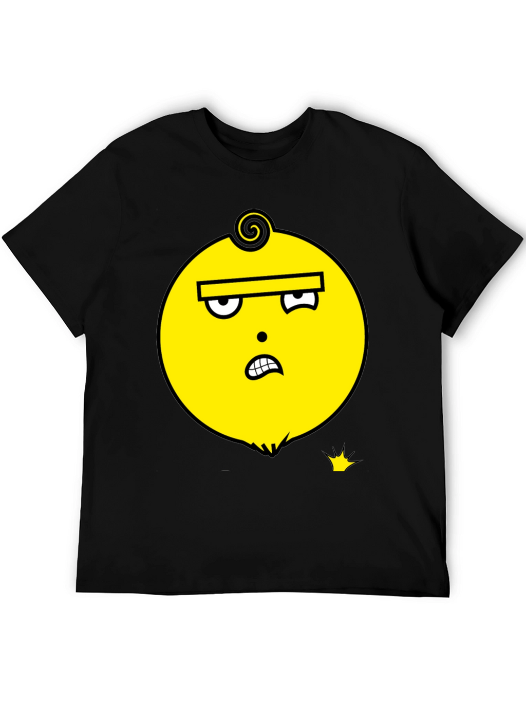 Funky Yellow Face Graphic Black T-Shirt