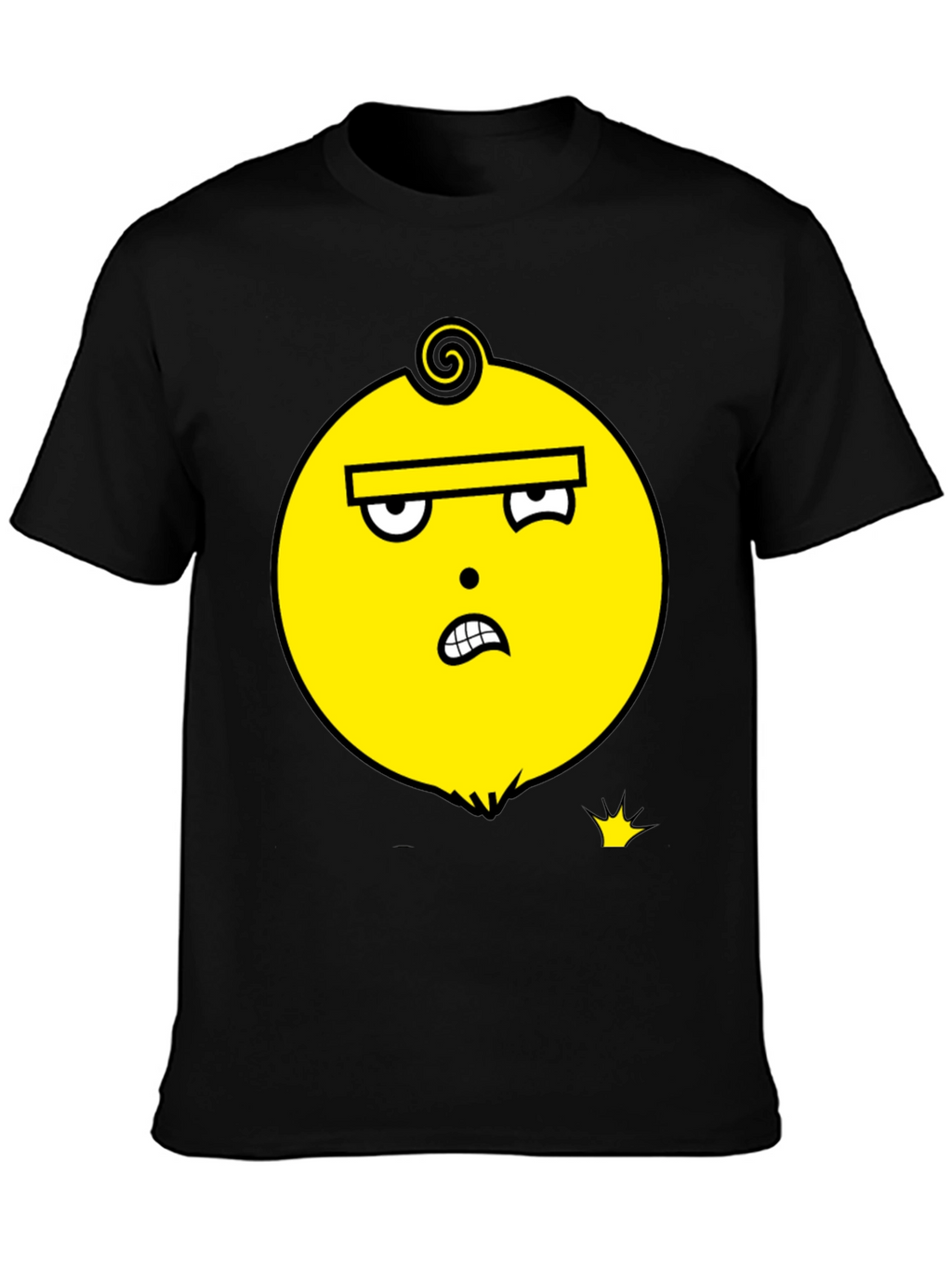 Funky Yellow Face Graphic Black T-Shirt