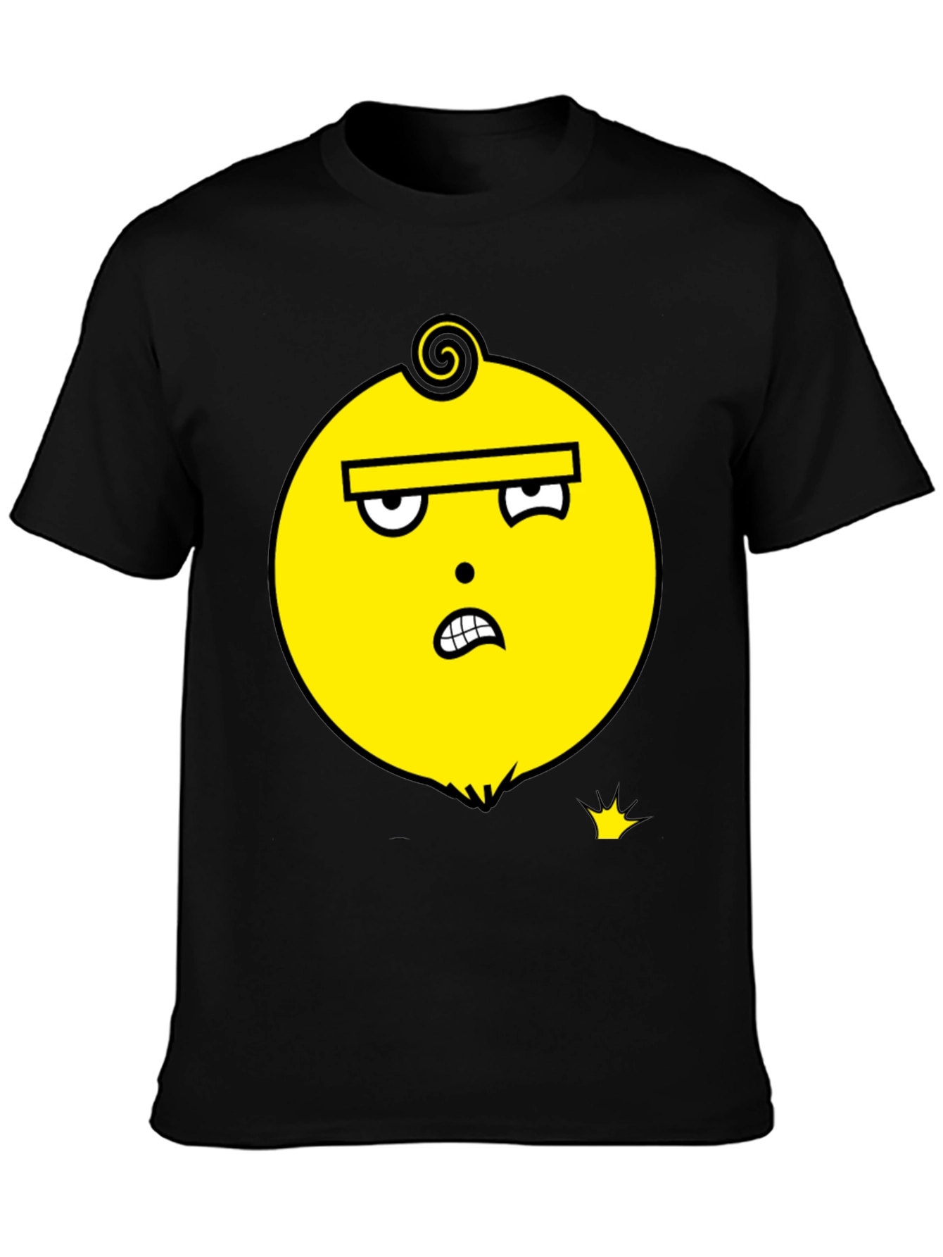 Funky Yellow Face Graphic Black T-Shirt