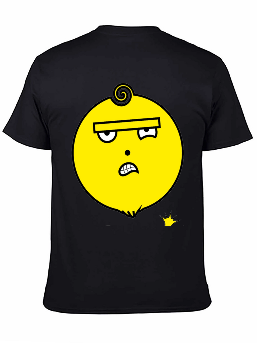 Funky Yellow Face Graphic Black T-Shirt