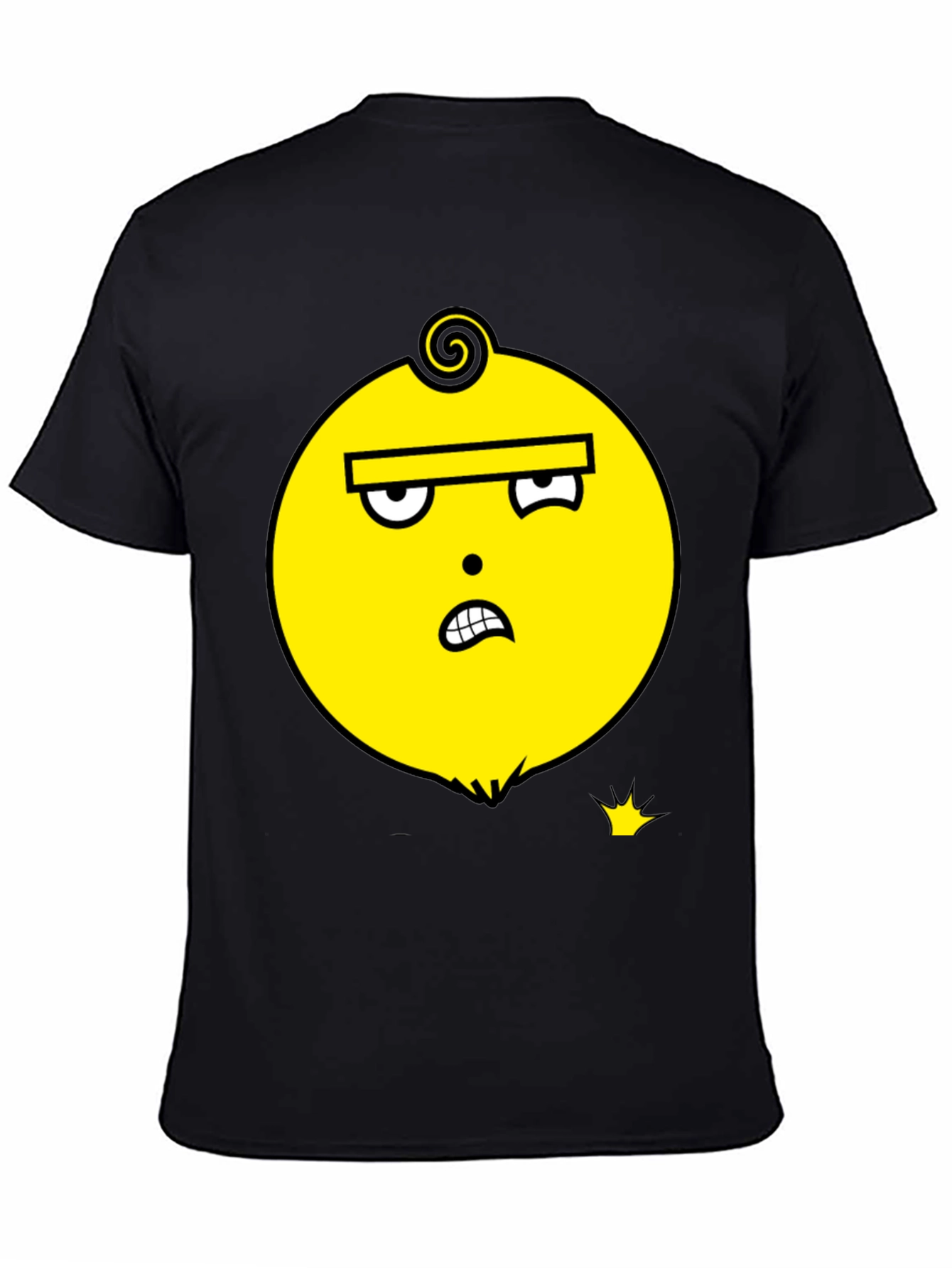 Funky Yellow Face Graphic Black T-Shirt