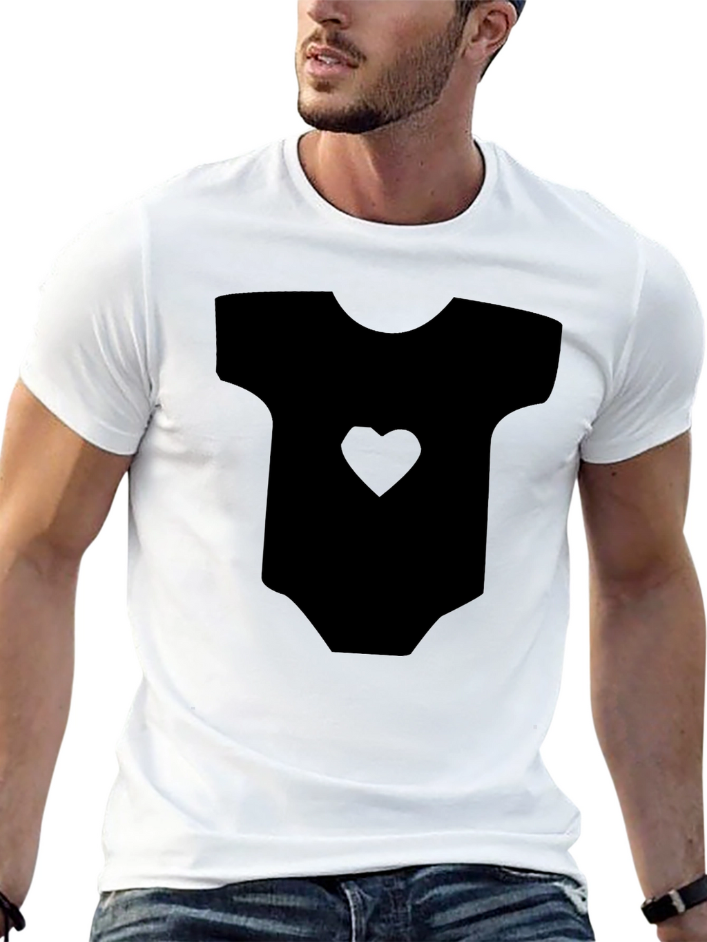 Cute Baby Bodysuit Heart Print Mens Tee