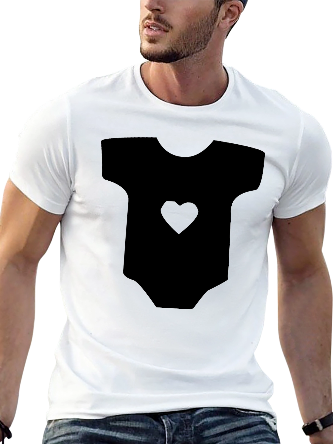 Cute Baby Bodysuit Heart Print Mens Tee