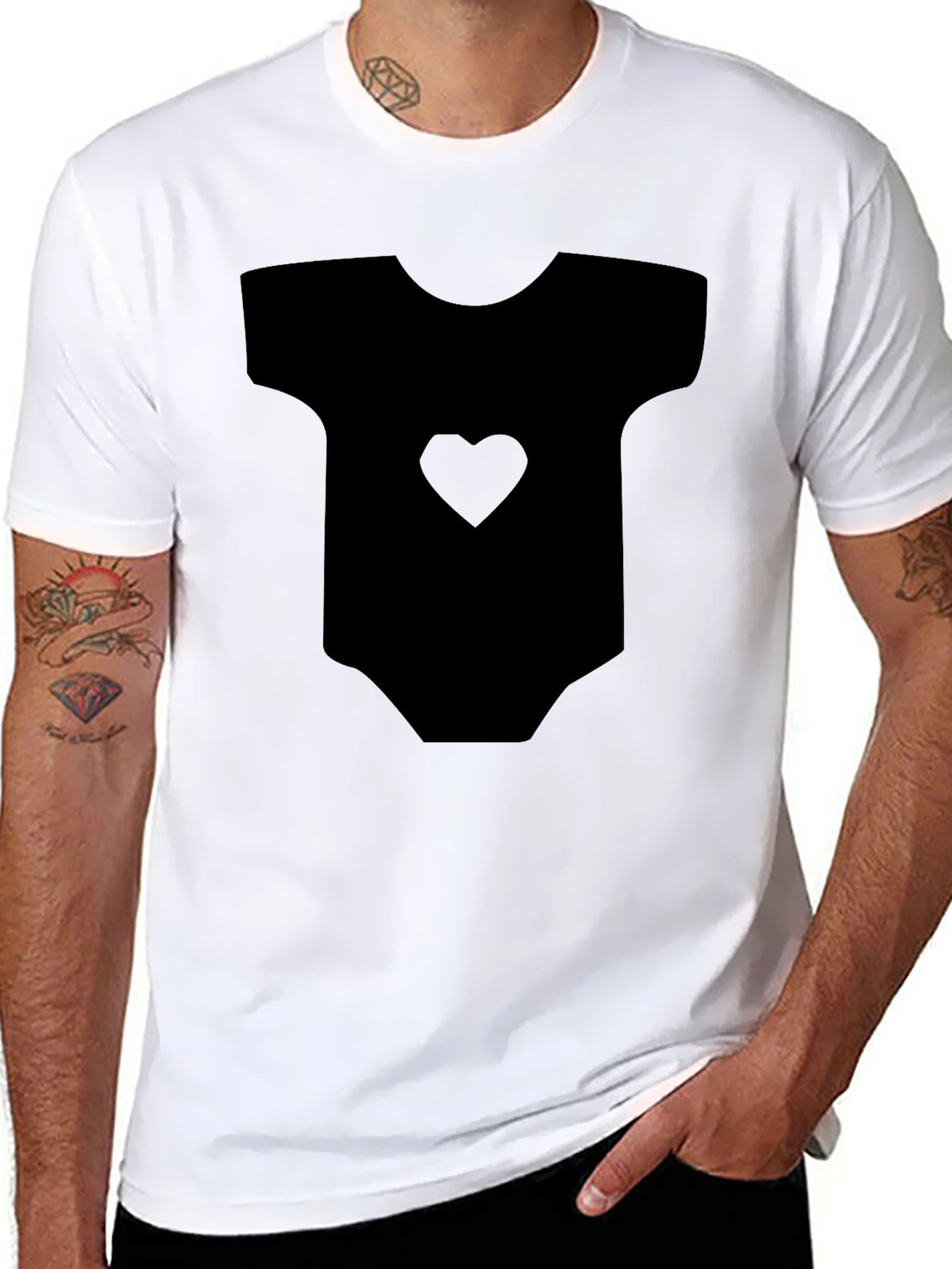 Cute Baby Bodysuit Heart Print Mens Tee