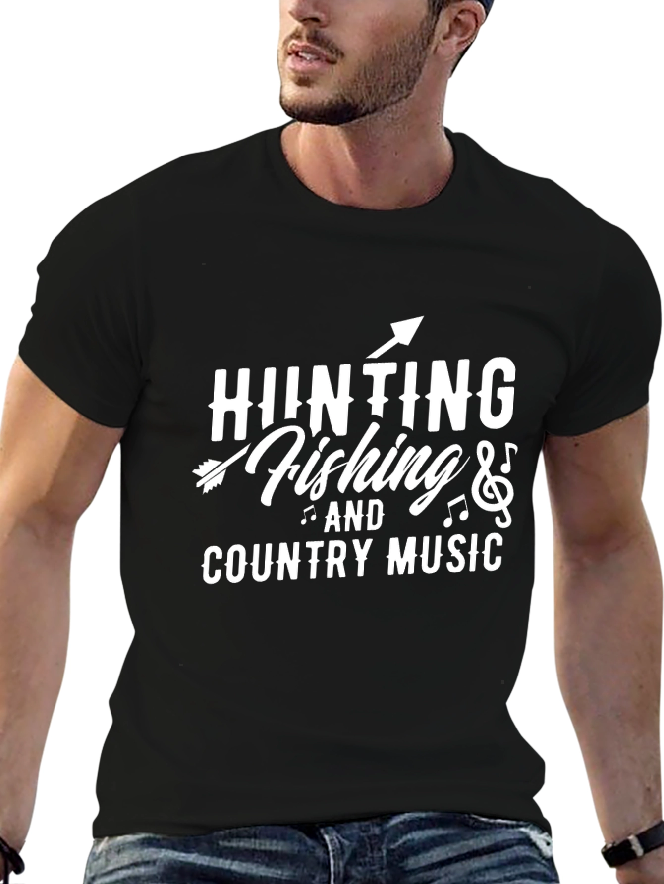 Hunting Fishing Country Music Graphic T-Shirt