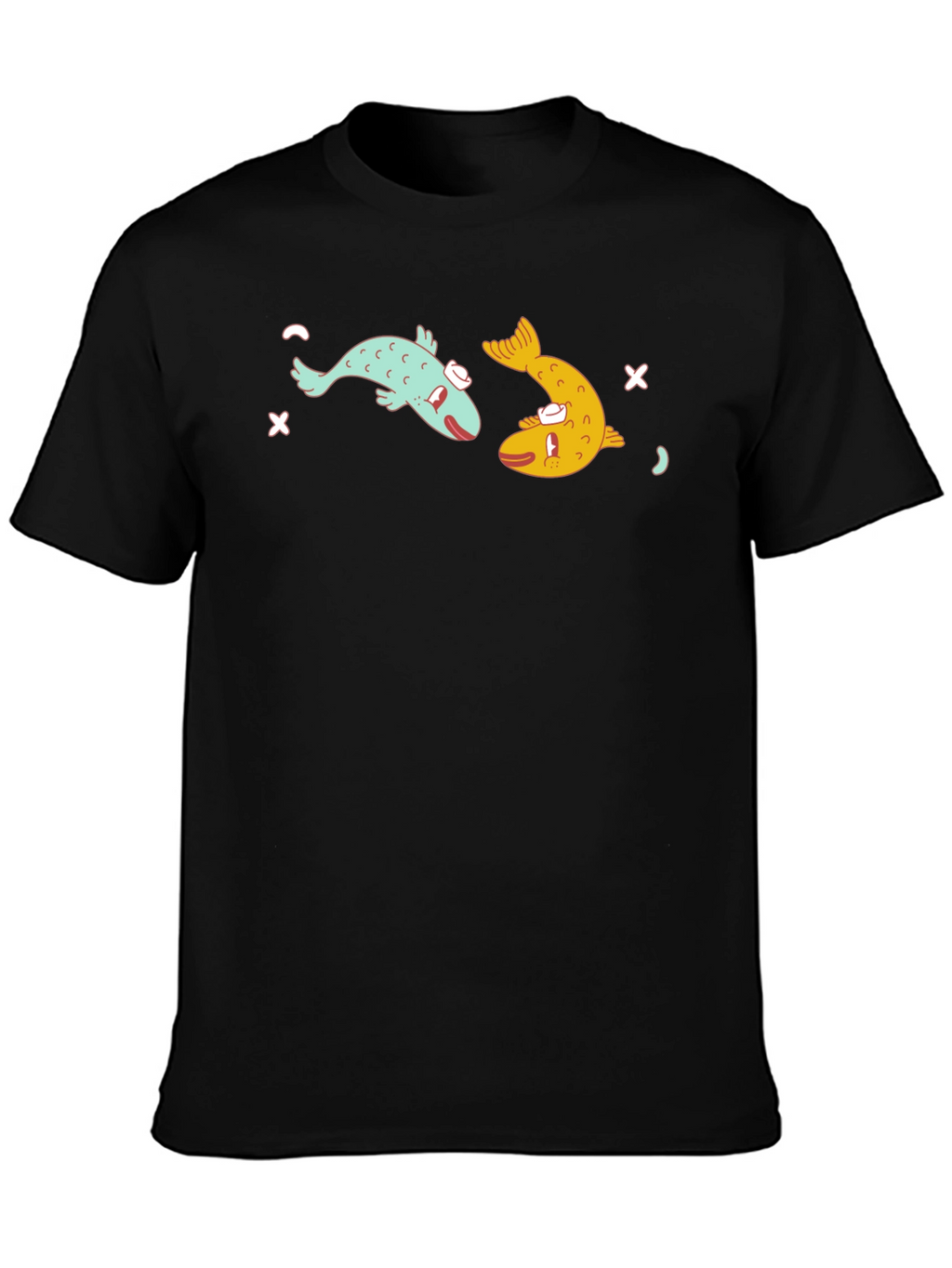 Funny Fish Graphic Black T-Shirt