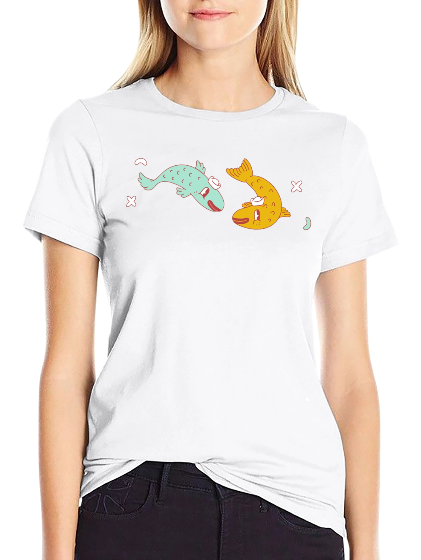 Funny Fish Graphic Black T-Shirt