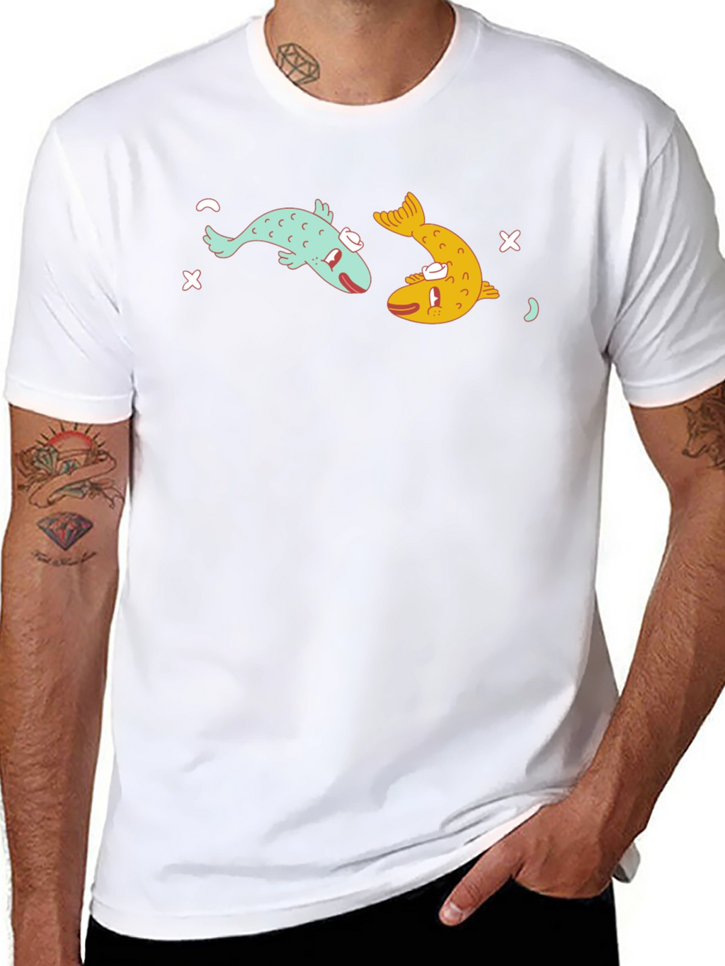 Funny Fish Graphic Black T-Shirt