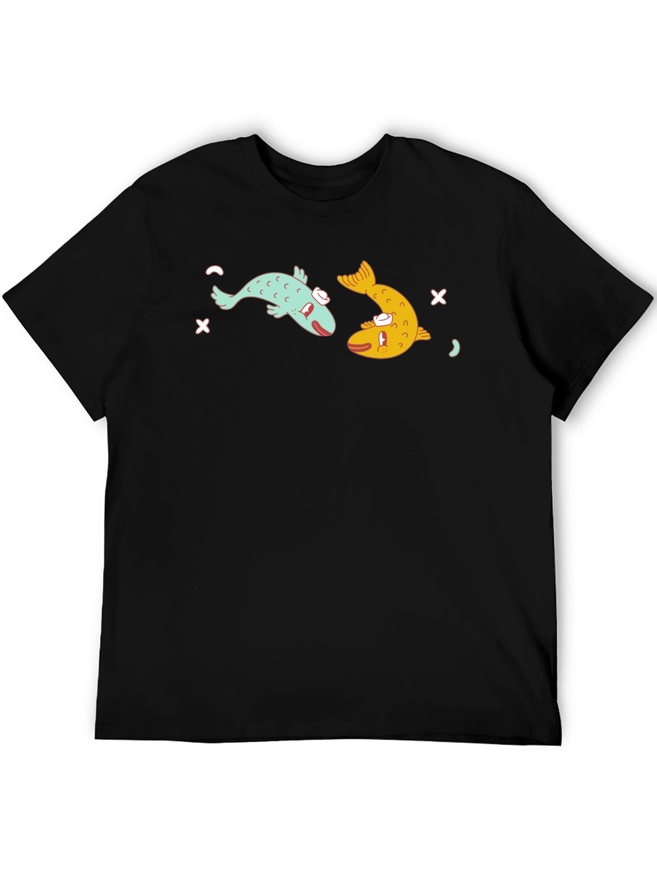 Funny Fish Graphic Black T-Shirt