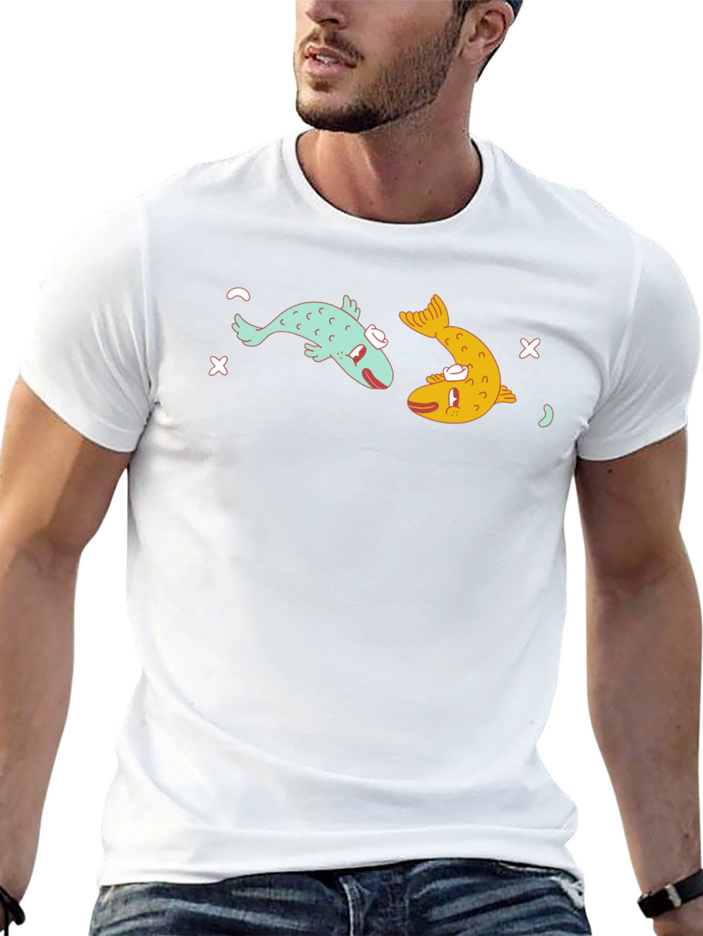 Funny Fish Graphic Black T-Shirt