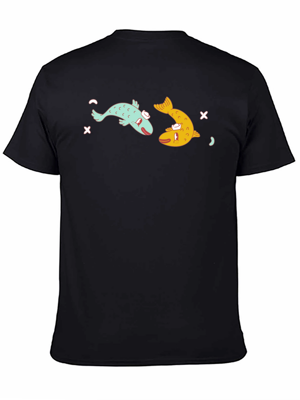 Funny Fish Graphic Black T-Shirt