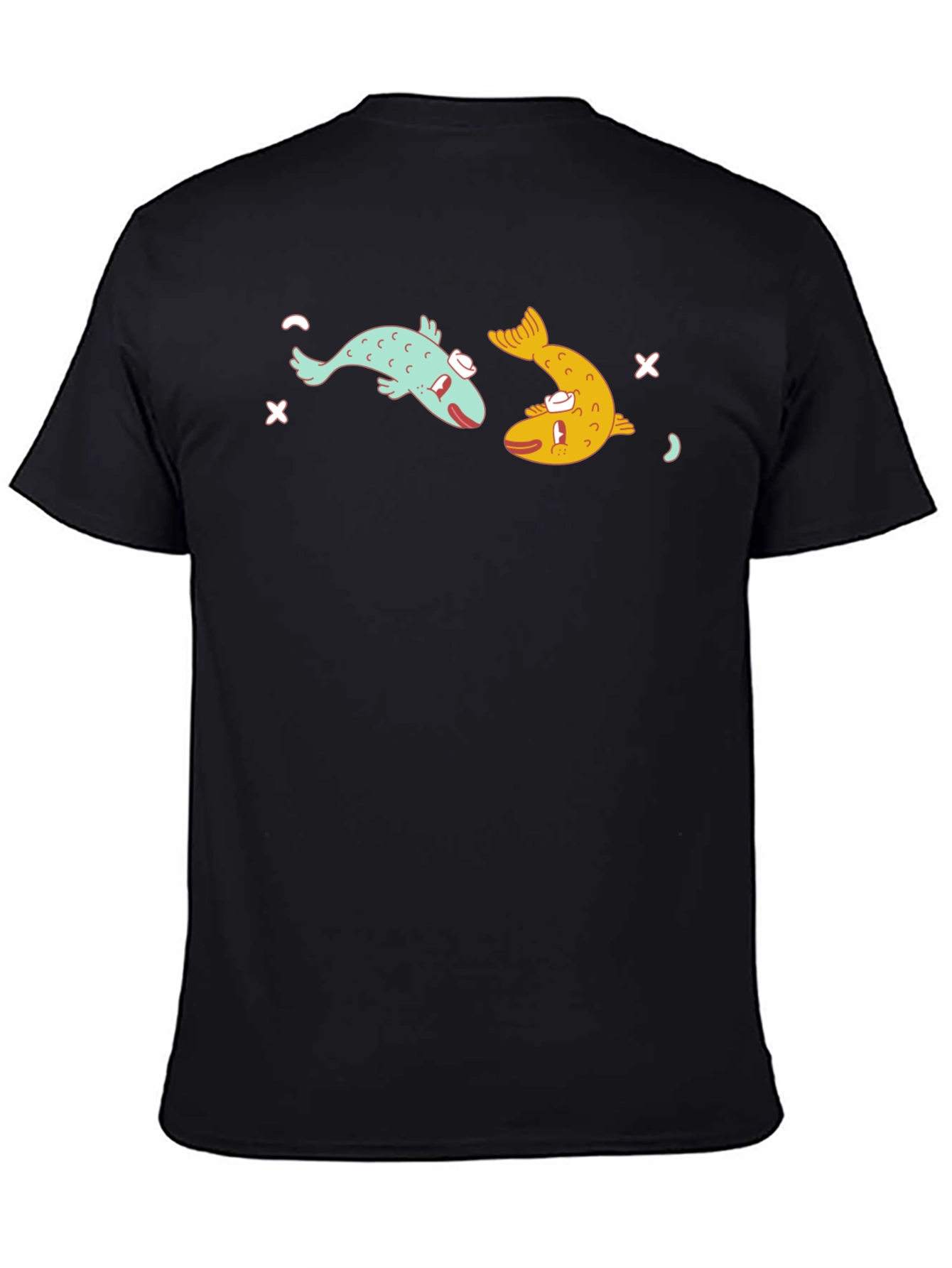 Funny Fish Graphic Black T-Shirt