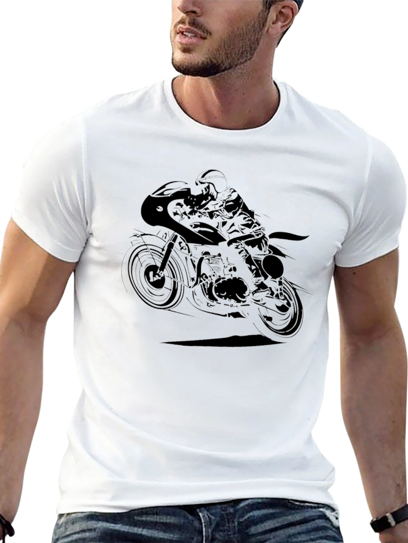 Motorcycle Rider Graphic Tee - Black