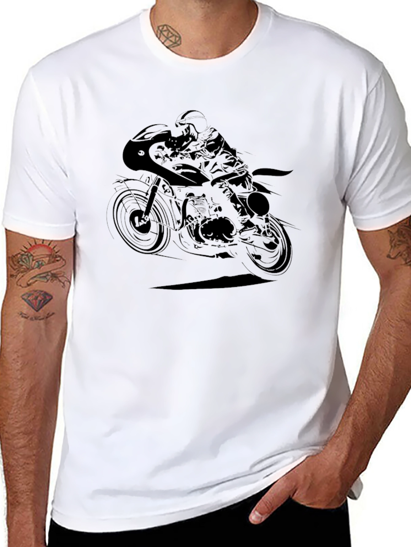 Motorcycle Rider Graphic Tee - Black