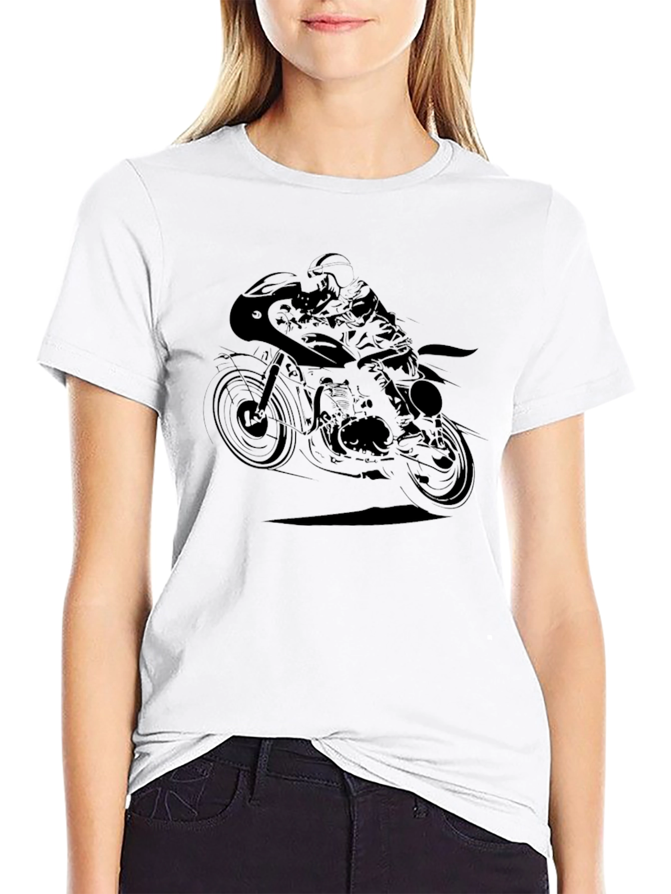 Motorcycle Rider Graphic Tee - Black