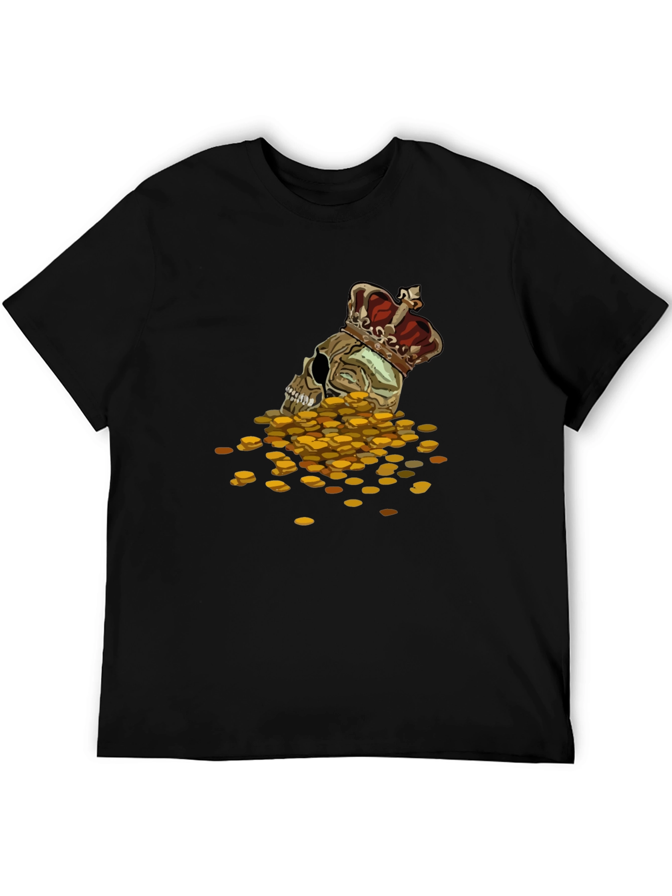 Skull King T-Shirt - Gold Coin Crown Design