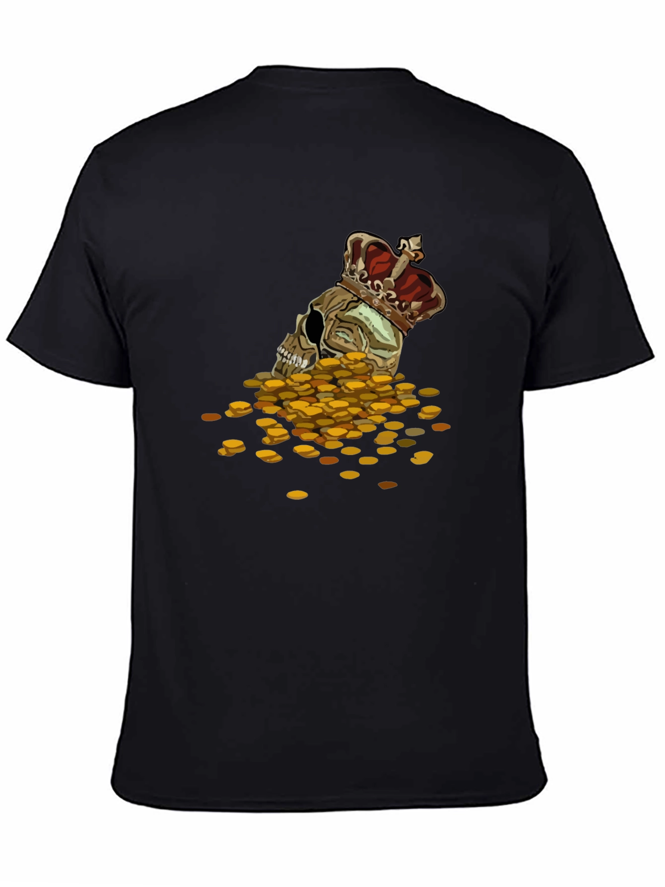 Skull King T-Shirt - Gold Coin Crown Design