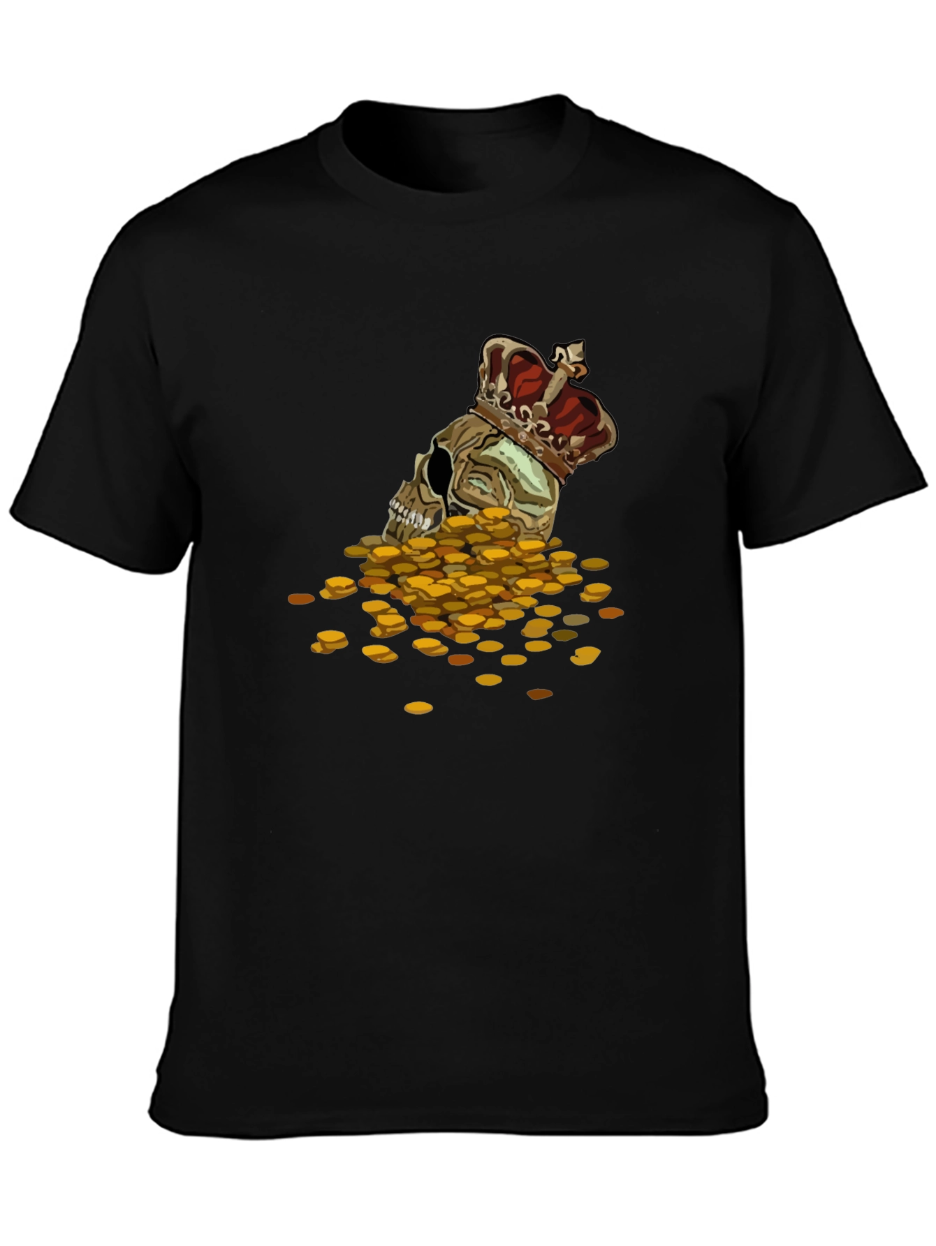 Skull King T-Shirt - Gold Coin Crown Design