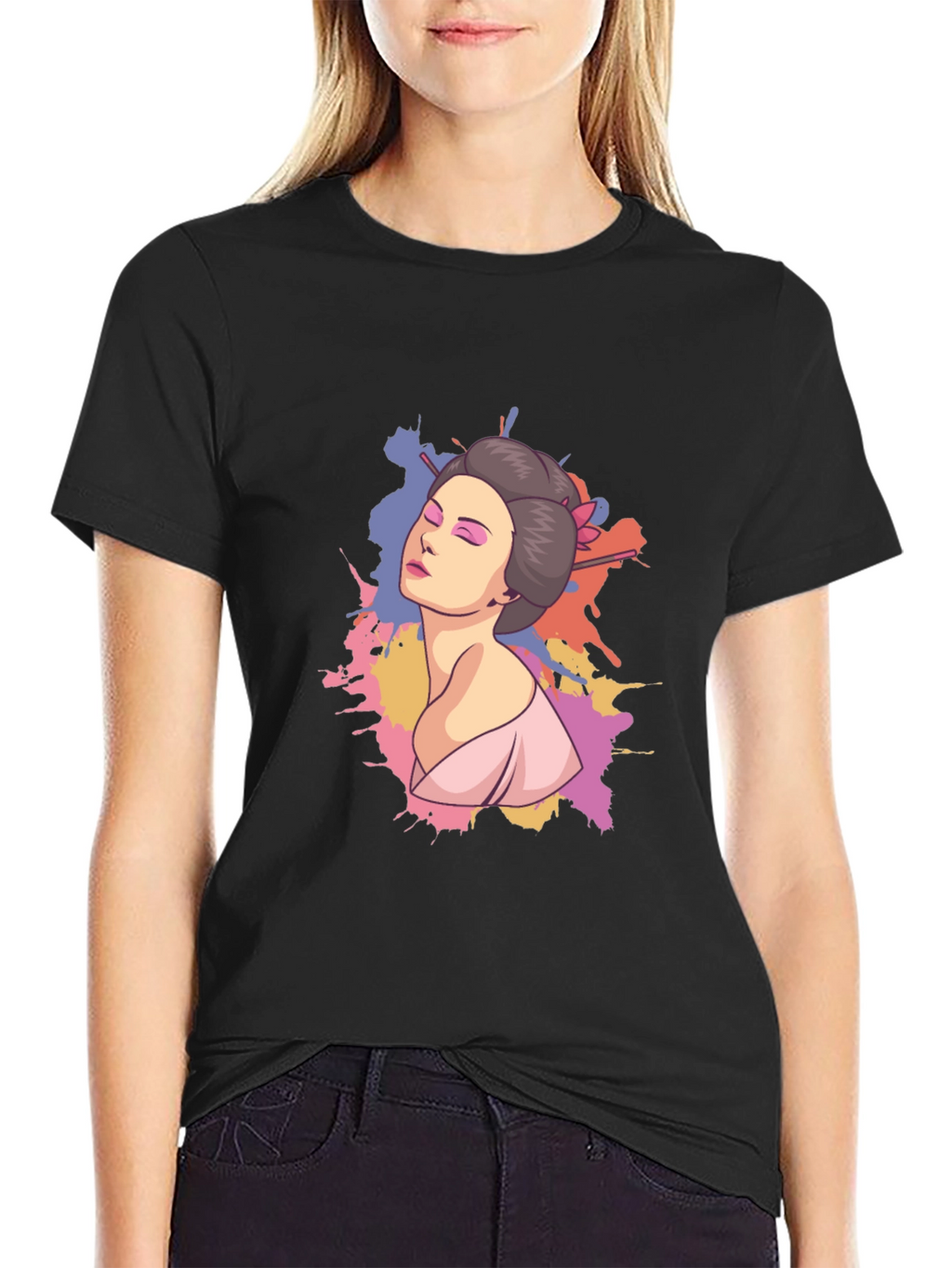Geisha Graphic Black T-Shirt