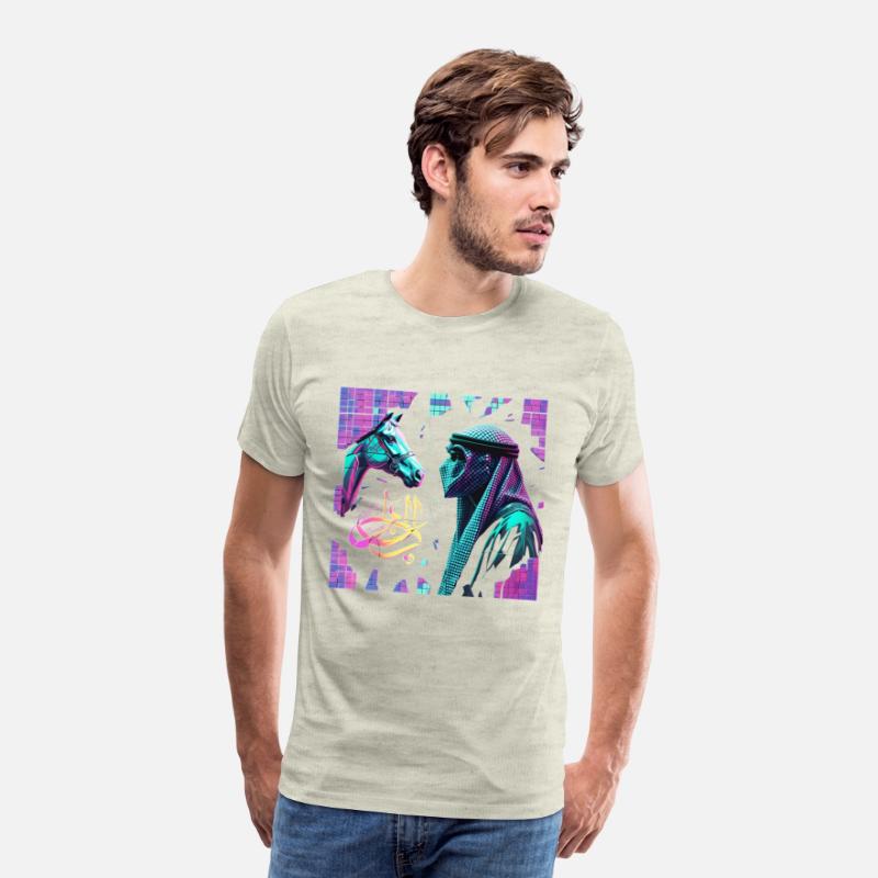 Neon Arabian Horse & Bedouin – Futuristic Eastern