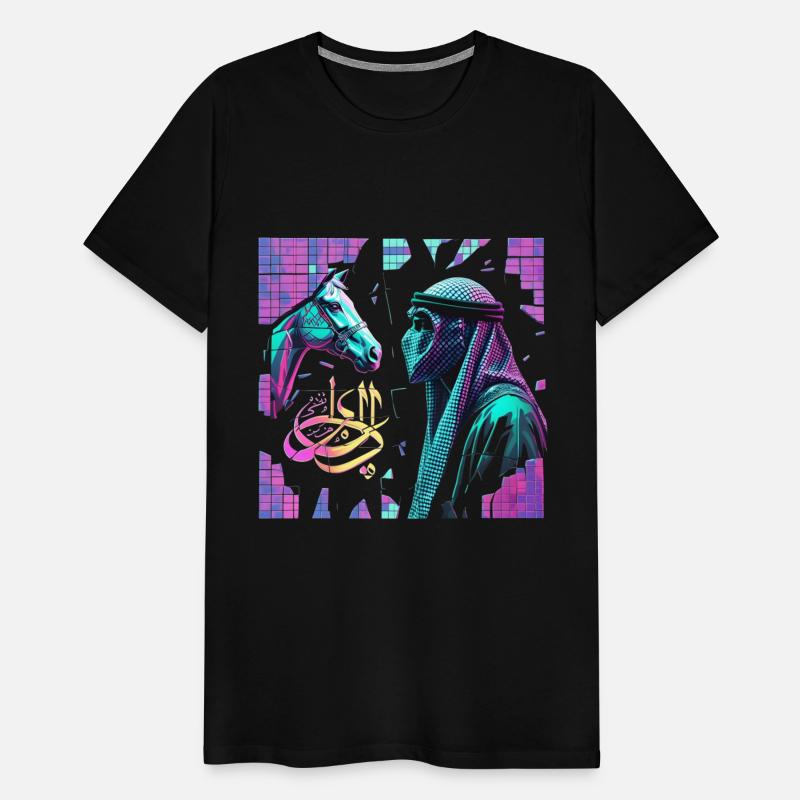 Neon Arabian Horse & Bedouin – Futuristic Eastern