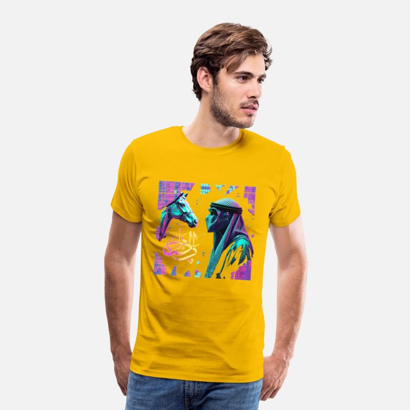 Neon Arabian Horse & Bedouin – Futuristic Eastern