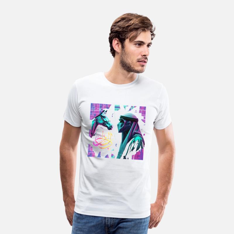 Neon Arabian Horse & Bedouin – Futuristic Eastern