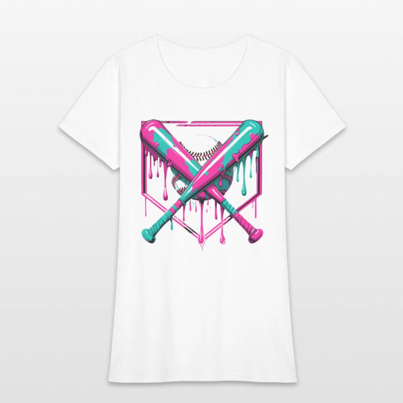 Neon Baseball Bat and Ball Art