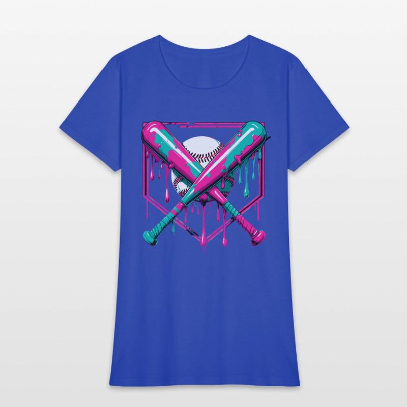 Neon Baseball Bat and Ball Art