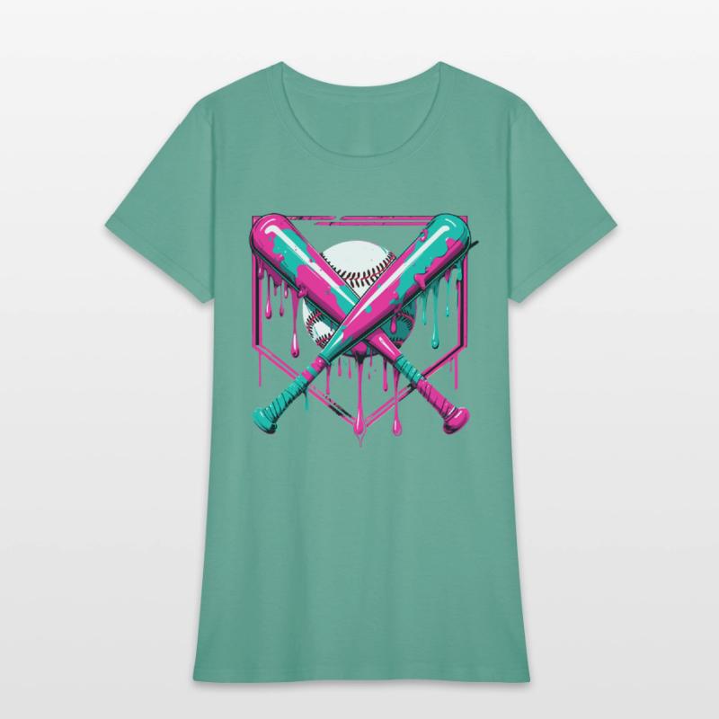 Neon Baseball Bat and Ball Art