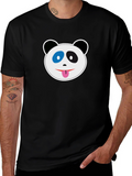 Black T-Shirt with Panda Face Graphic
