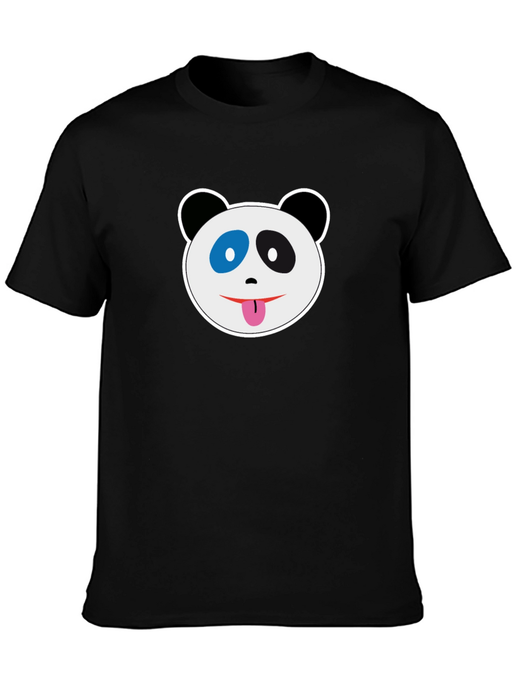 Black T-Shirt with Panda Face Graphic