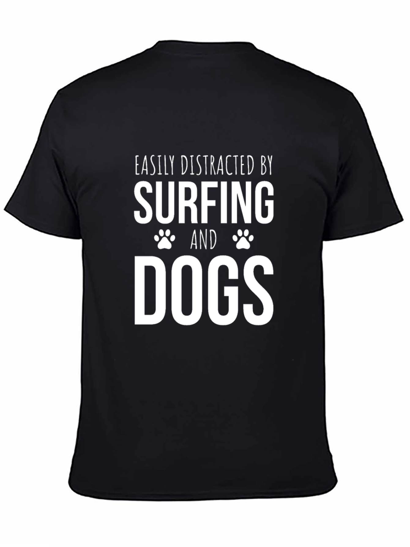 Surfing and Dogs Graphic T-Shirt - Mens Black Tee
