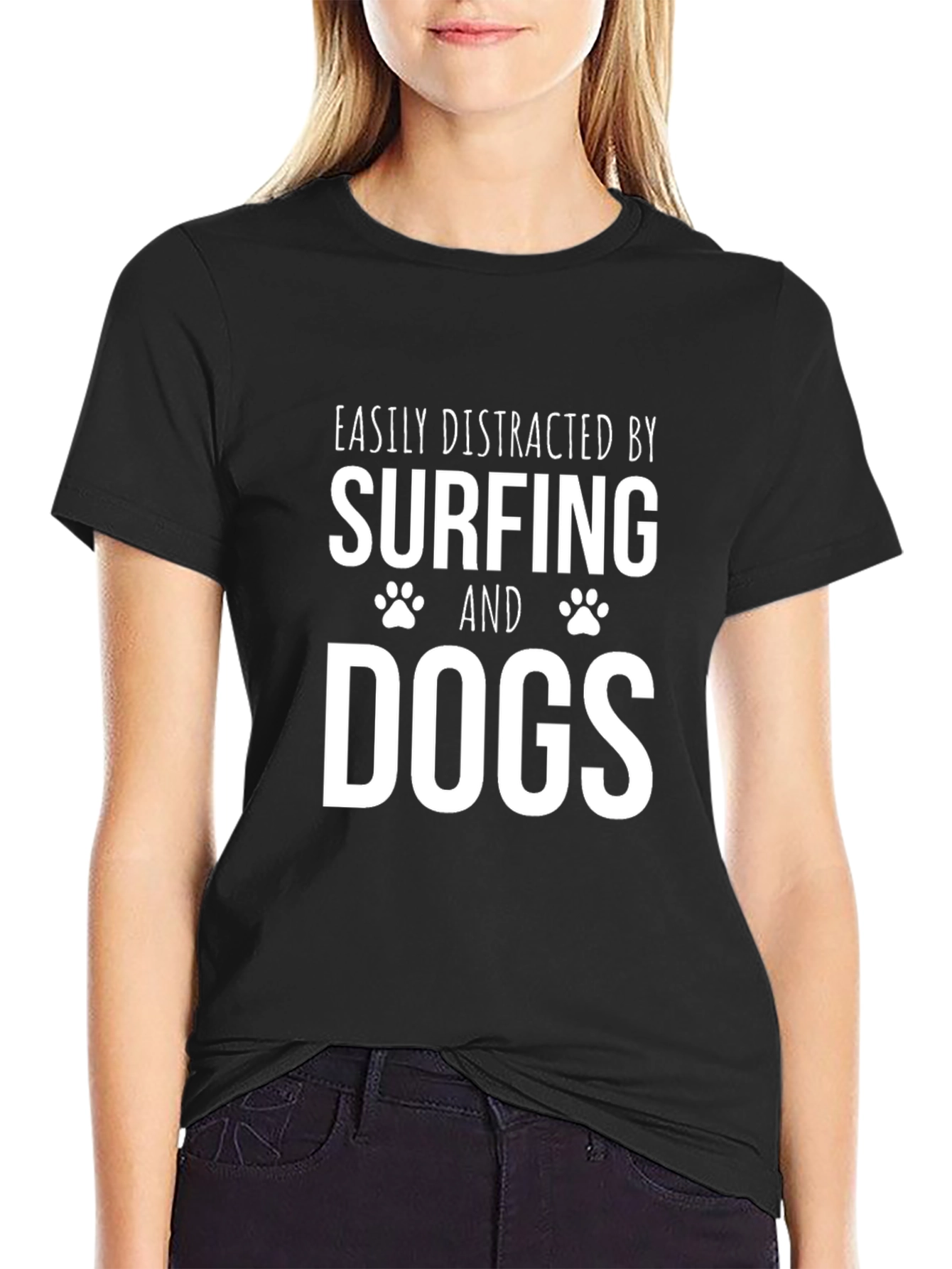 Surfing and Dogs Graphic T-Shirt - Mens Black Tee