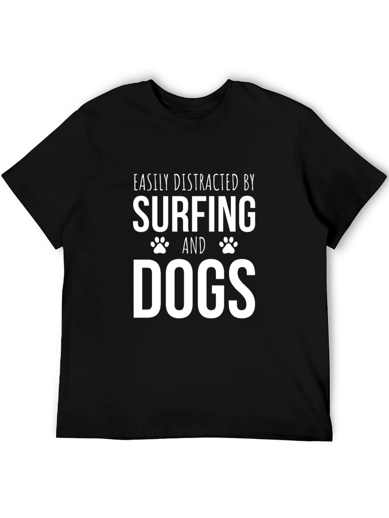 Surfing and Dogs Graphic T-Shirt - Mens Black Tee