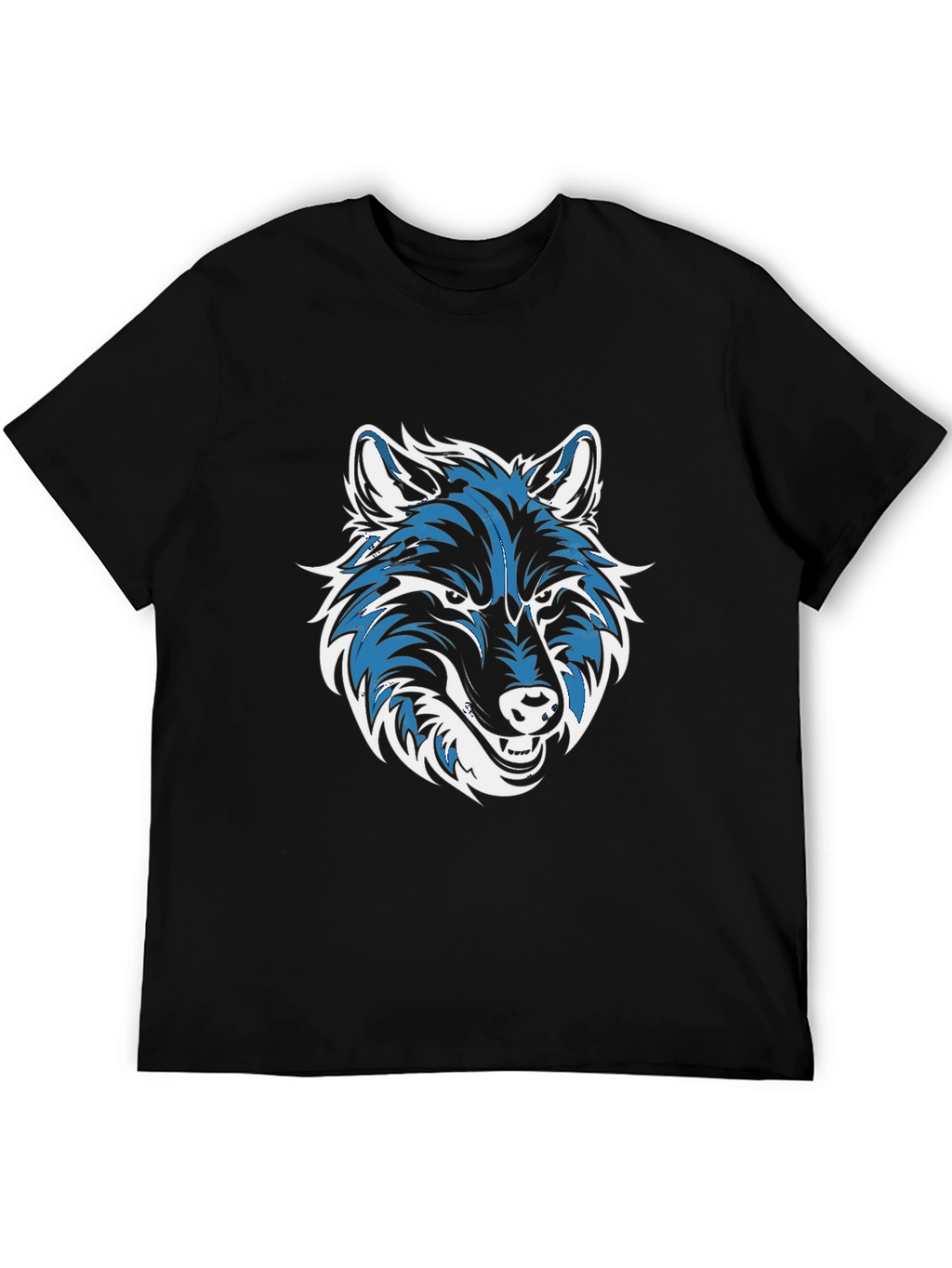 Cool Wolf Graphic Print Black T-Shirt