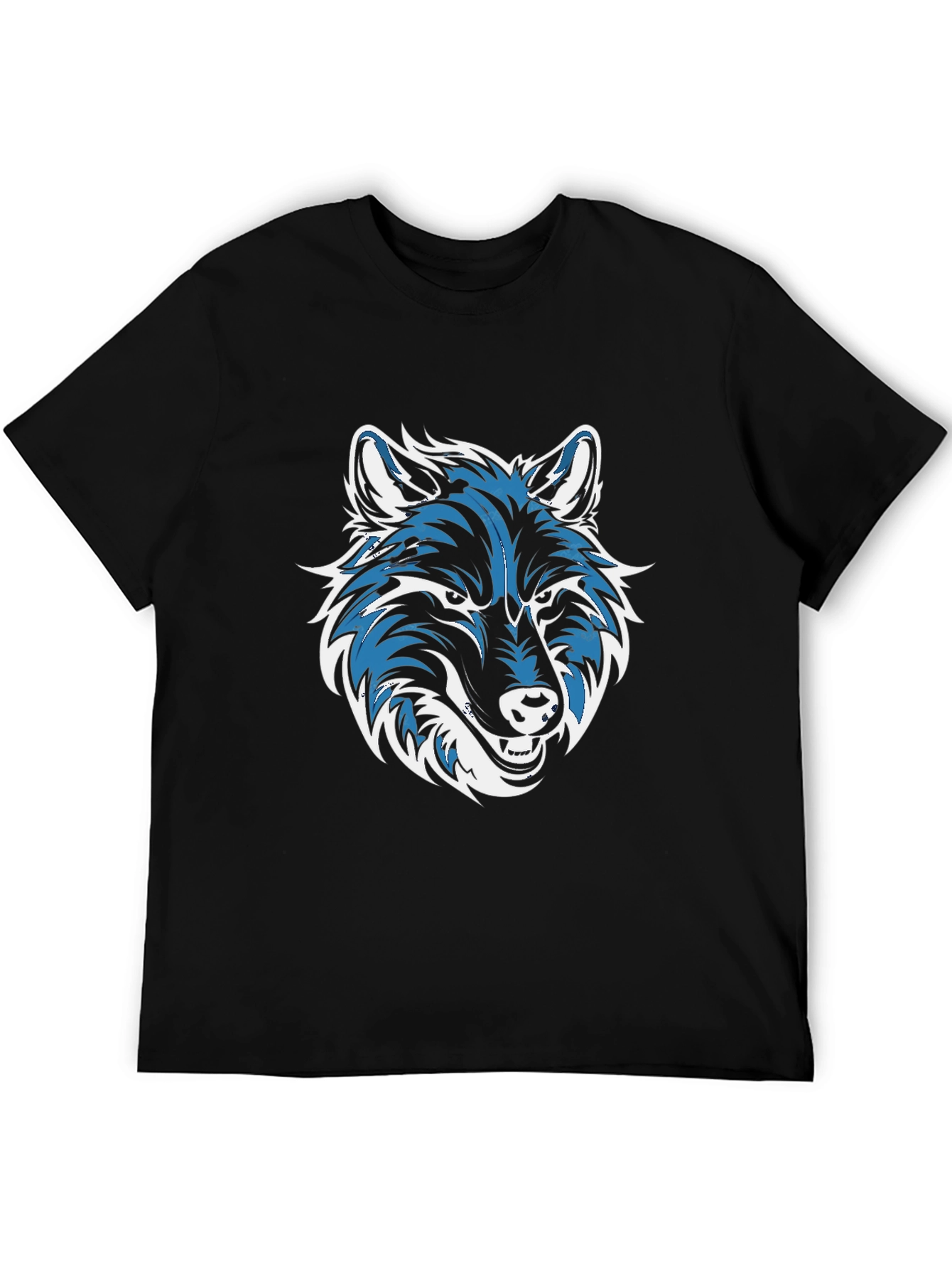 Cool Wolf Graphic Print Black T-Shirt