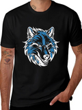 Cool Wolf Graphic Print Black T-Shirt