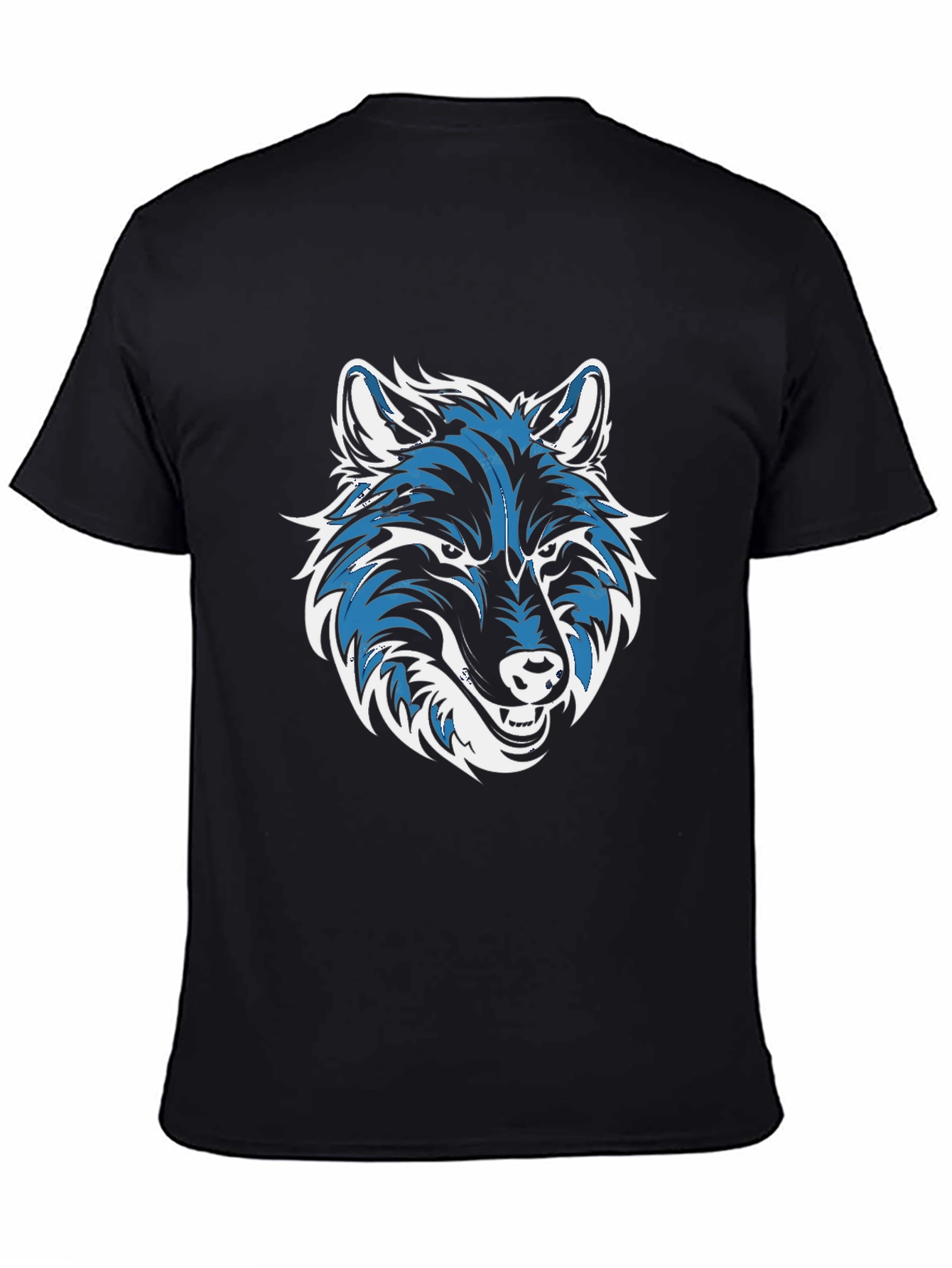 Cool Wolf Graphic Print Black T-Shirt