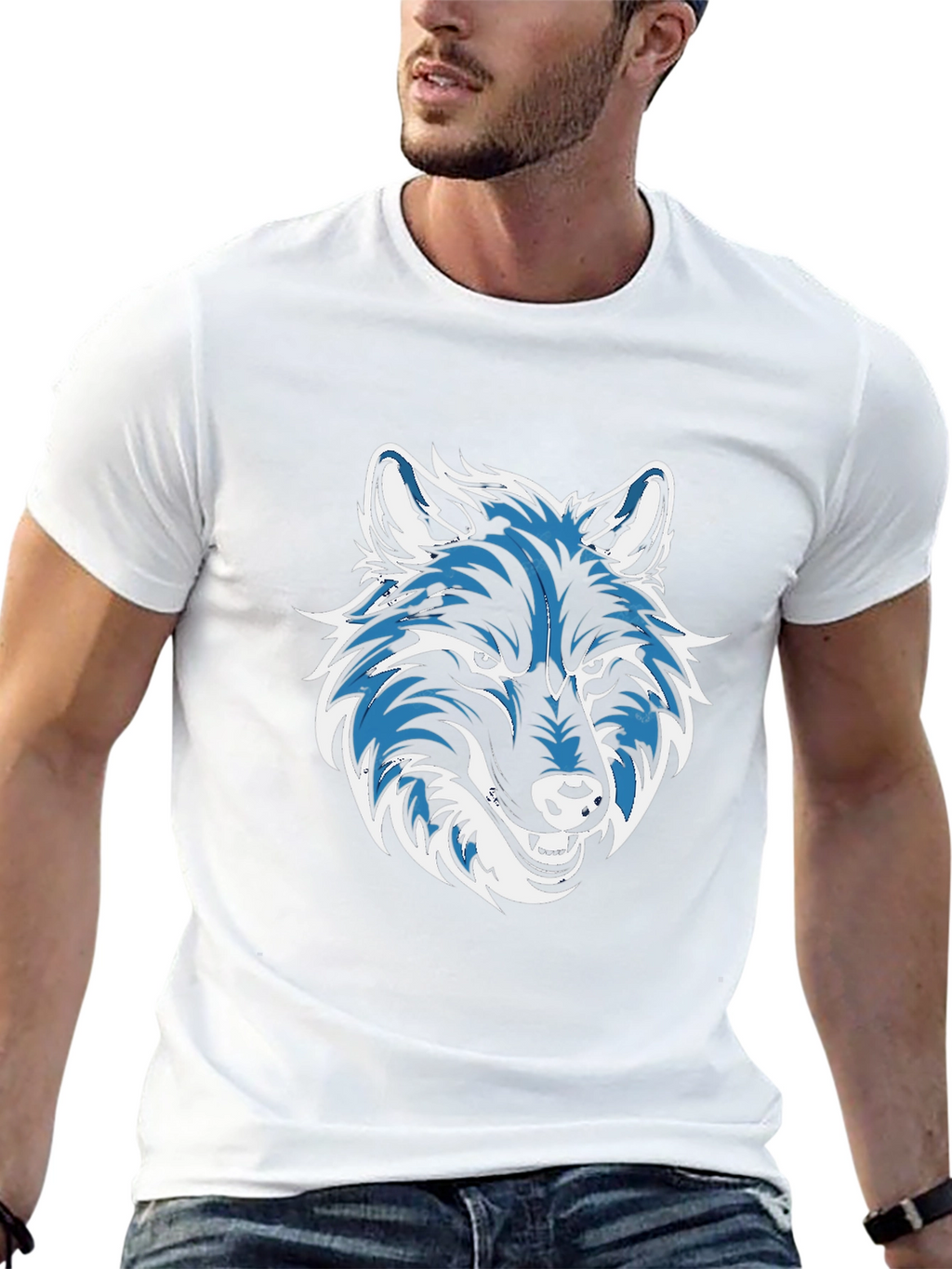 Cool Wolf Graphic Print Black T-Shirt