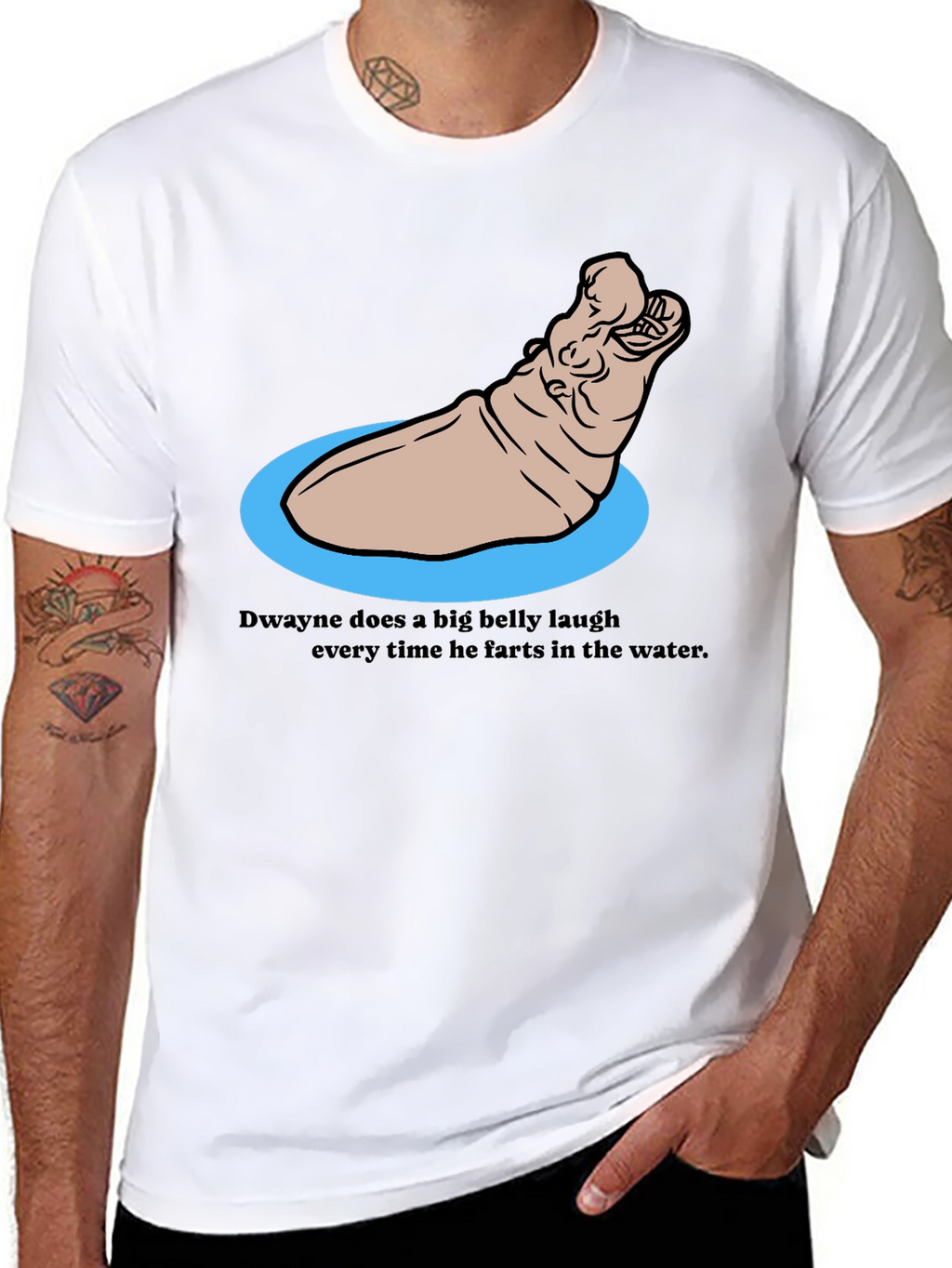 Funny Hippo T-Shirt - Dwaynes Underwater Laugh