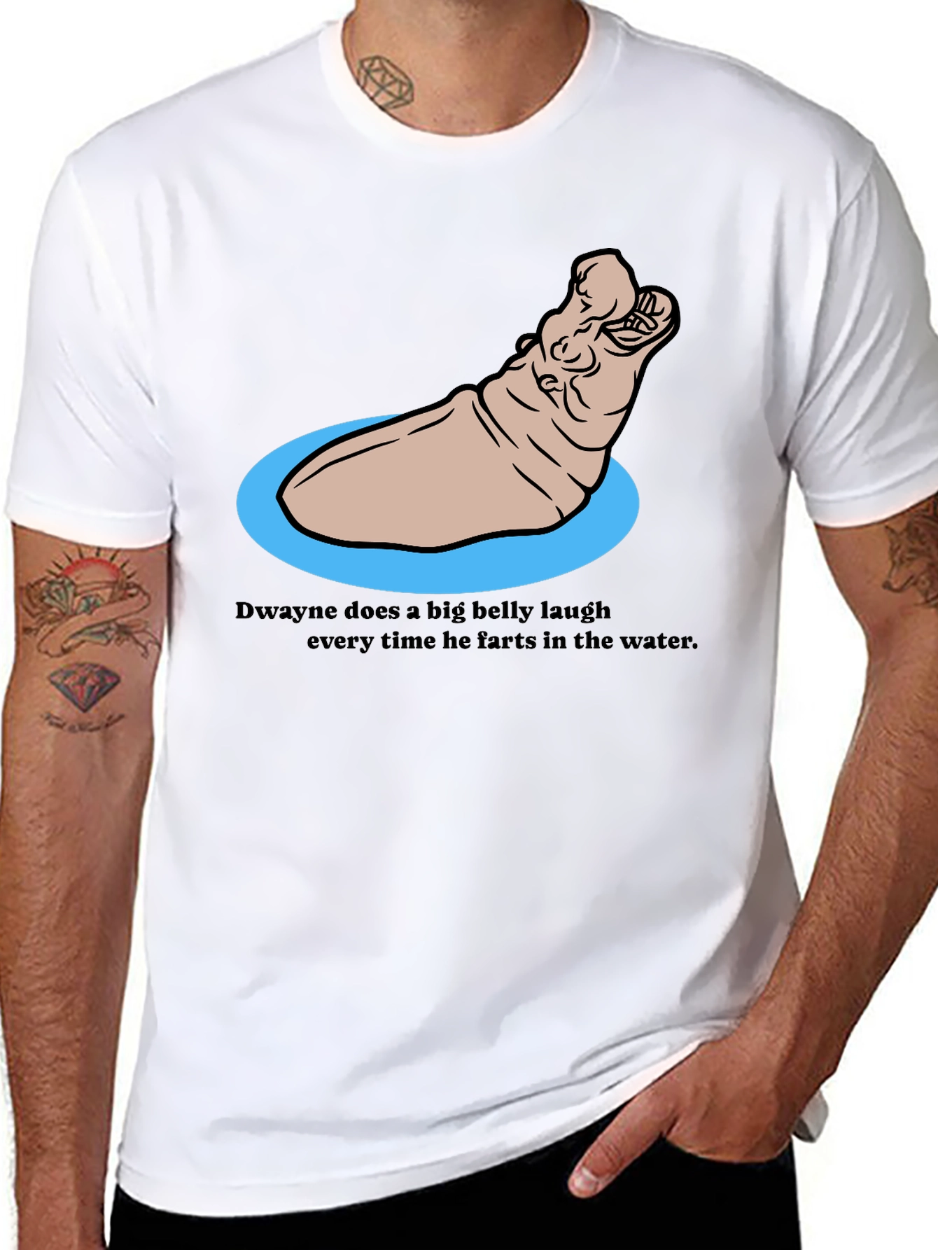 Funny Hippo T-Shirt - Dwaynes Underwater Laugh