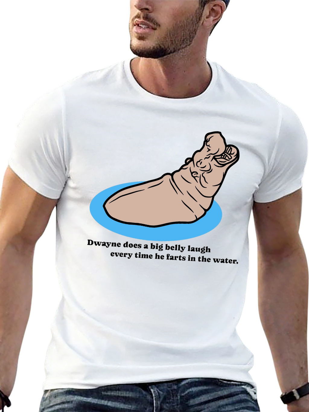 Funny Hippo T-Shirt - Dwaynes Underwater Laugh