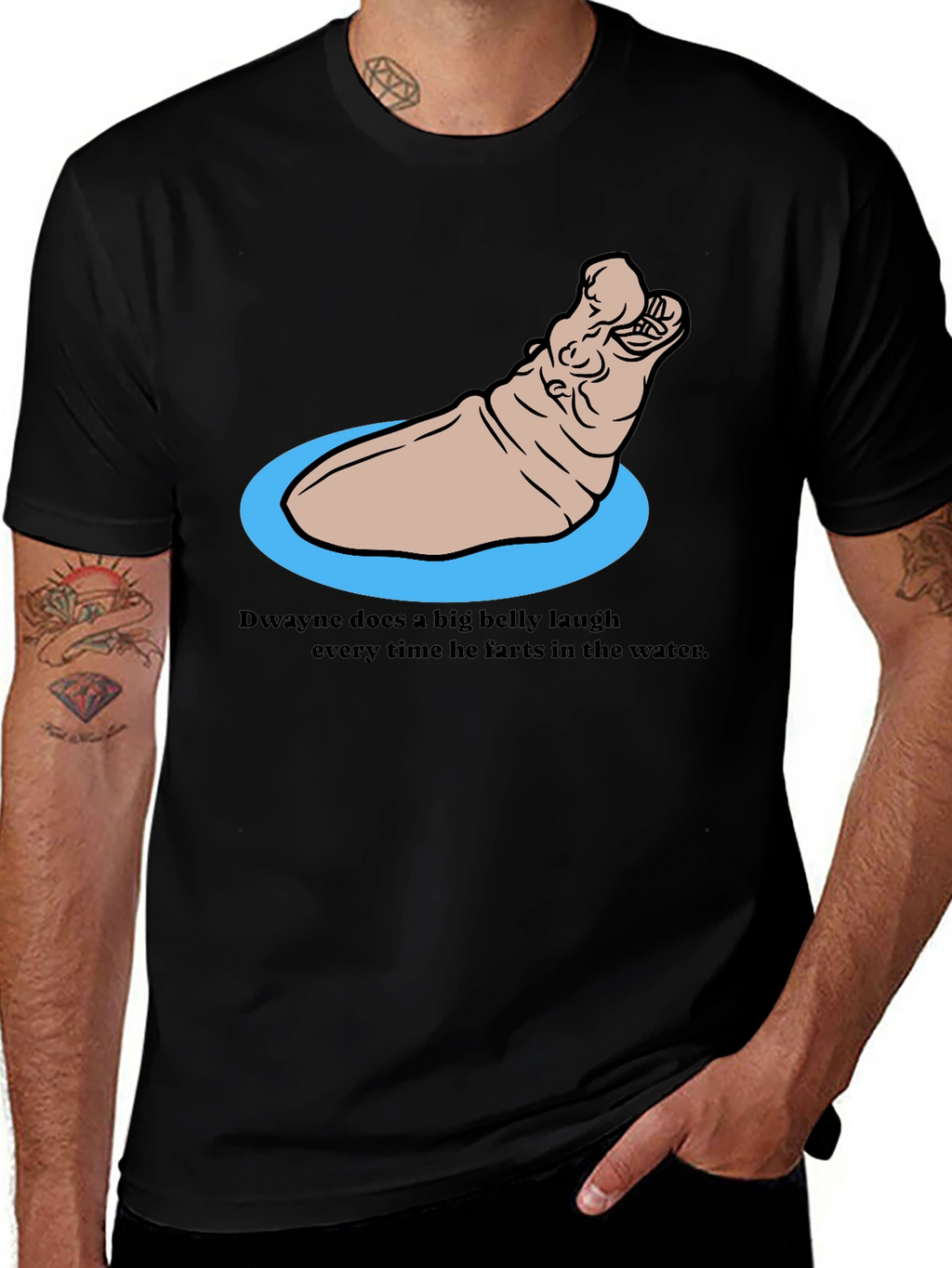 Funny Hippo T-Shirt - Dwaynes Underwater Laugh
