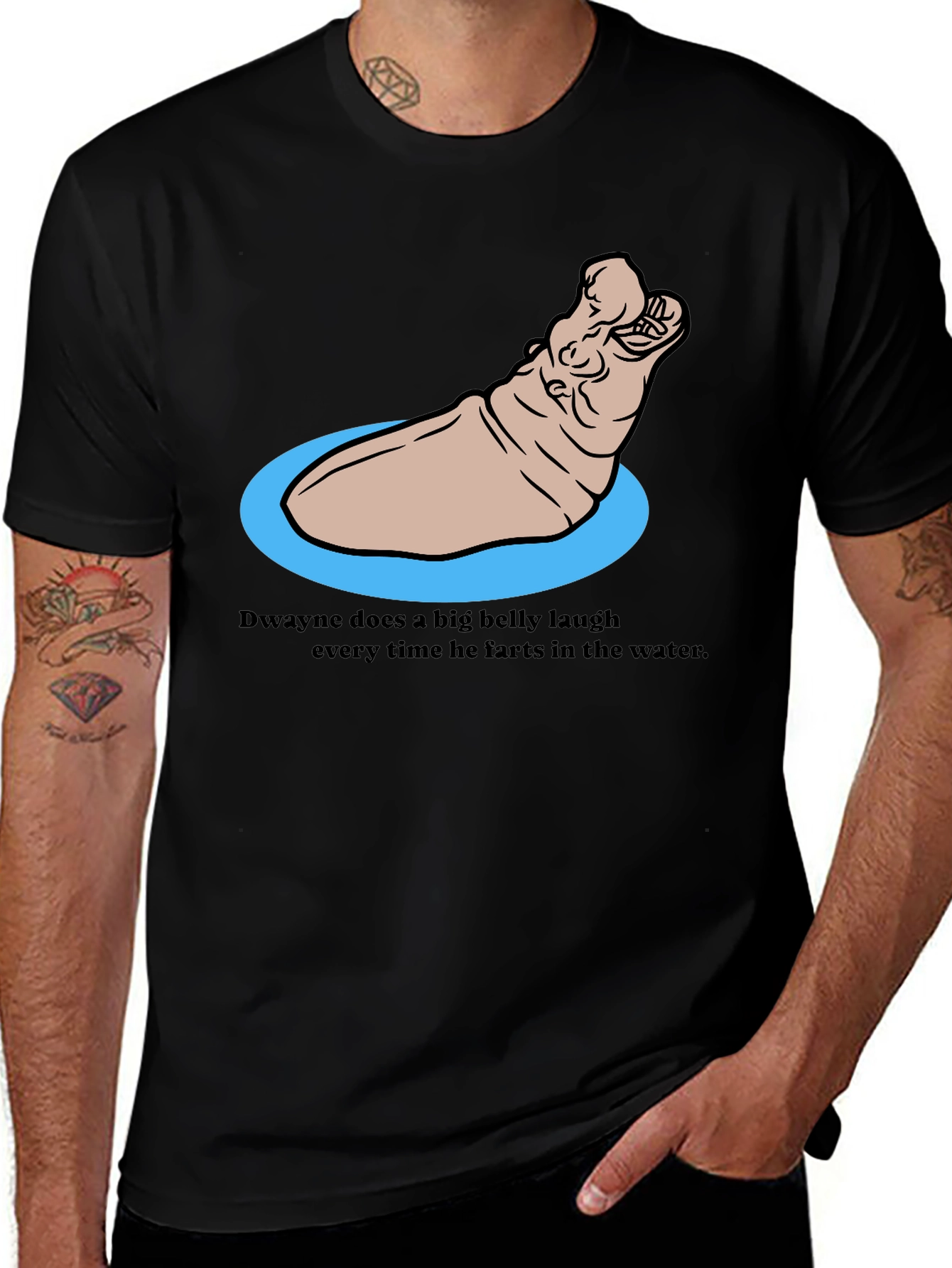 Funny Hippo T-Shirt - Dwaynes Underwater Laugh