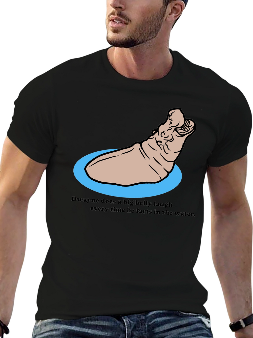 Funny Hippo T-Shirt - Dwaynes Underwater Laugh