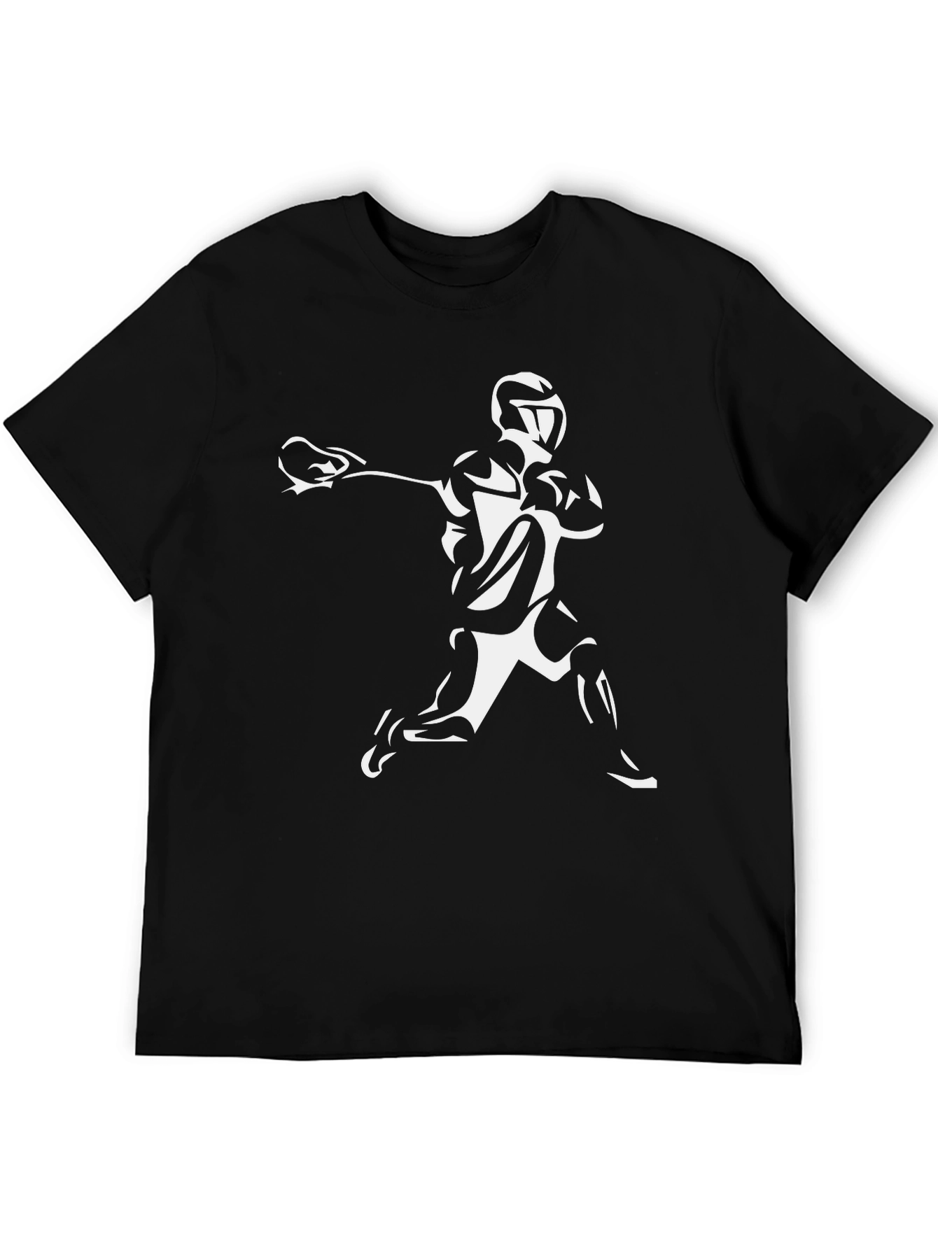 Lacrosse Player Graphic T-Shirt - Black
